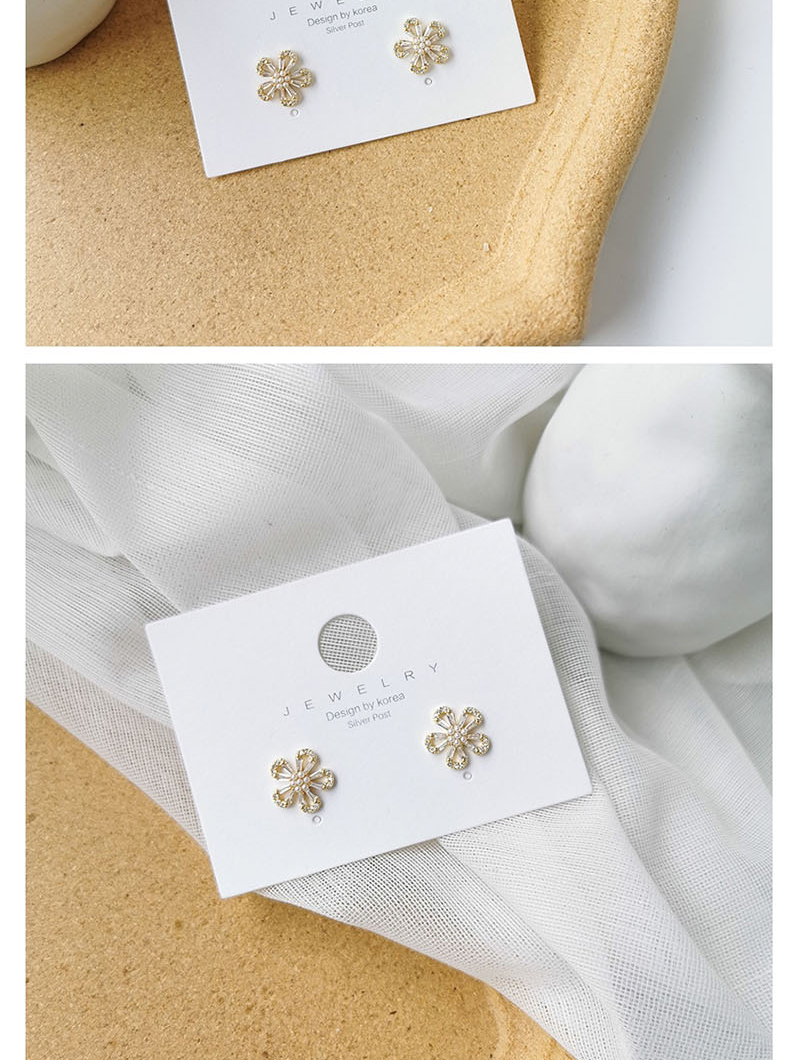 Fashion Golden  Silver Pin Flower Stud Earrings,Stud Earrings