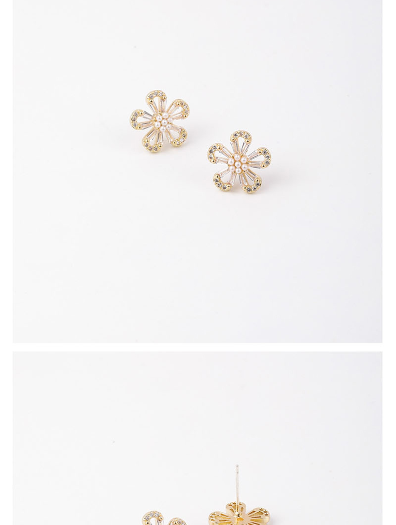 Fashion Golden  Silver Pin Flower Stud Earrings,Stud Earrings