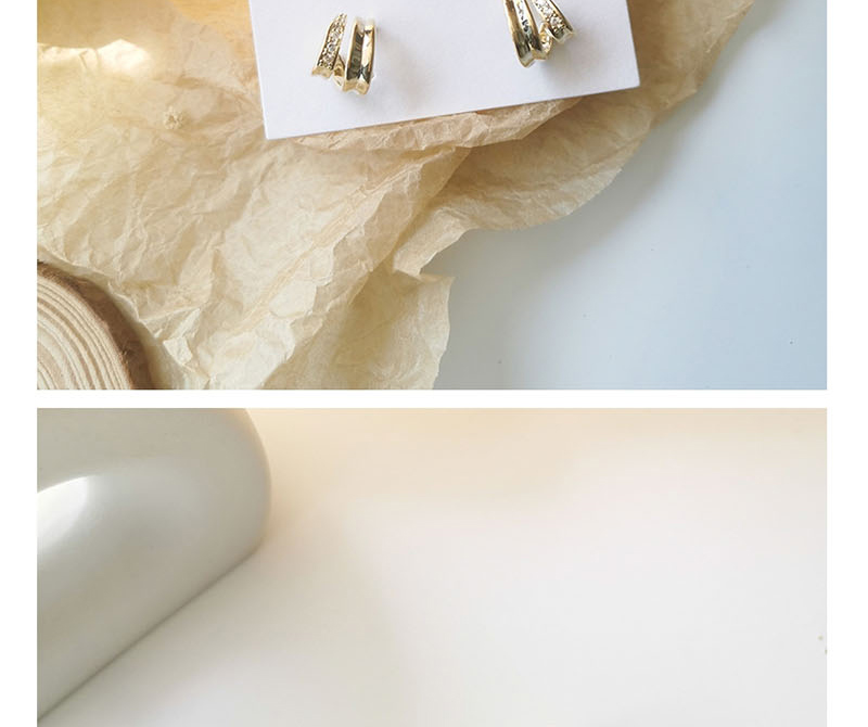 Fashion Golden Three-layer Metal Circle  Silver Pin Earrings,Stud Earrings