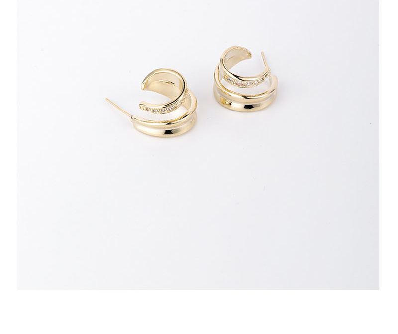 Fashion Golden Three-layer Metal Circle  Silver Pin Earrings,Stud Earrings