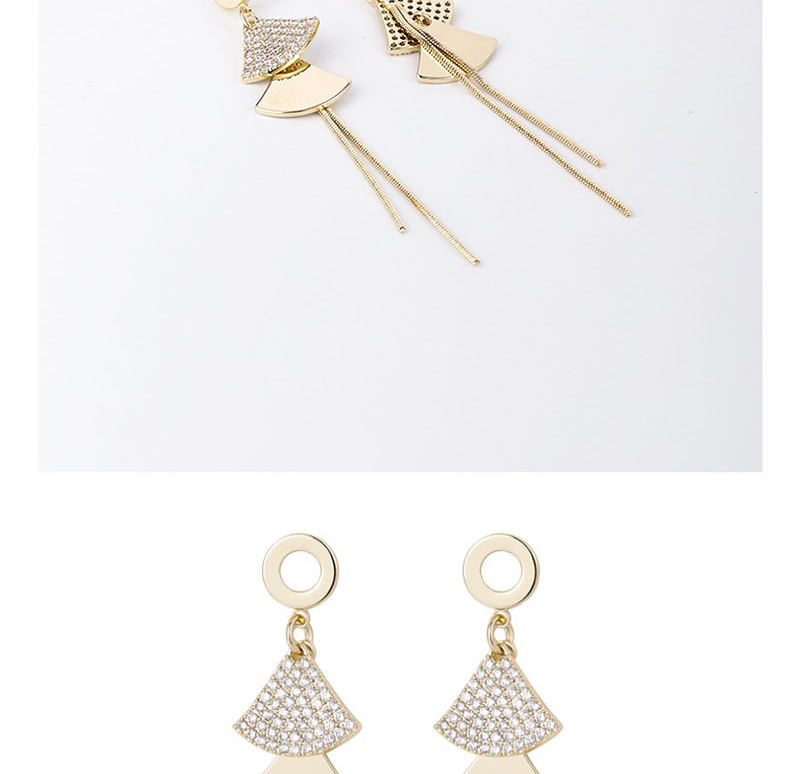 Fashion Golden  Silver Needle Fan Long Fringe Earrings,Stud Earrings
