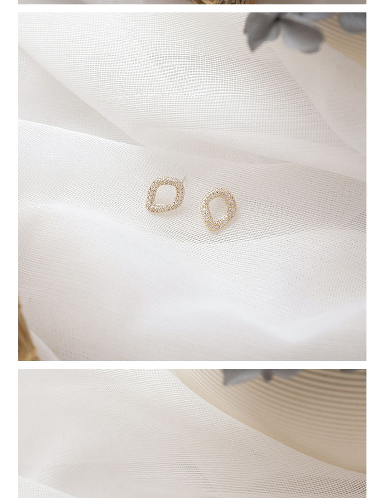 Fashion Golden  Silver Pin Zircon Wave Small Circle Stud Earrings,Stud Earrings