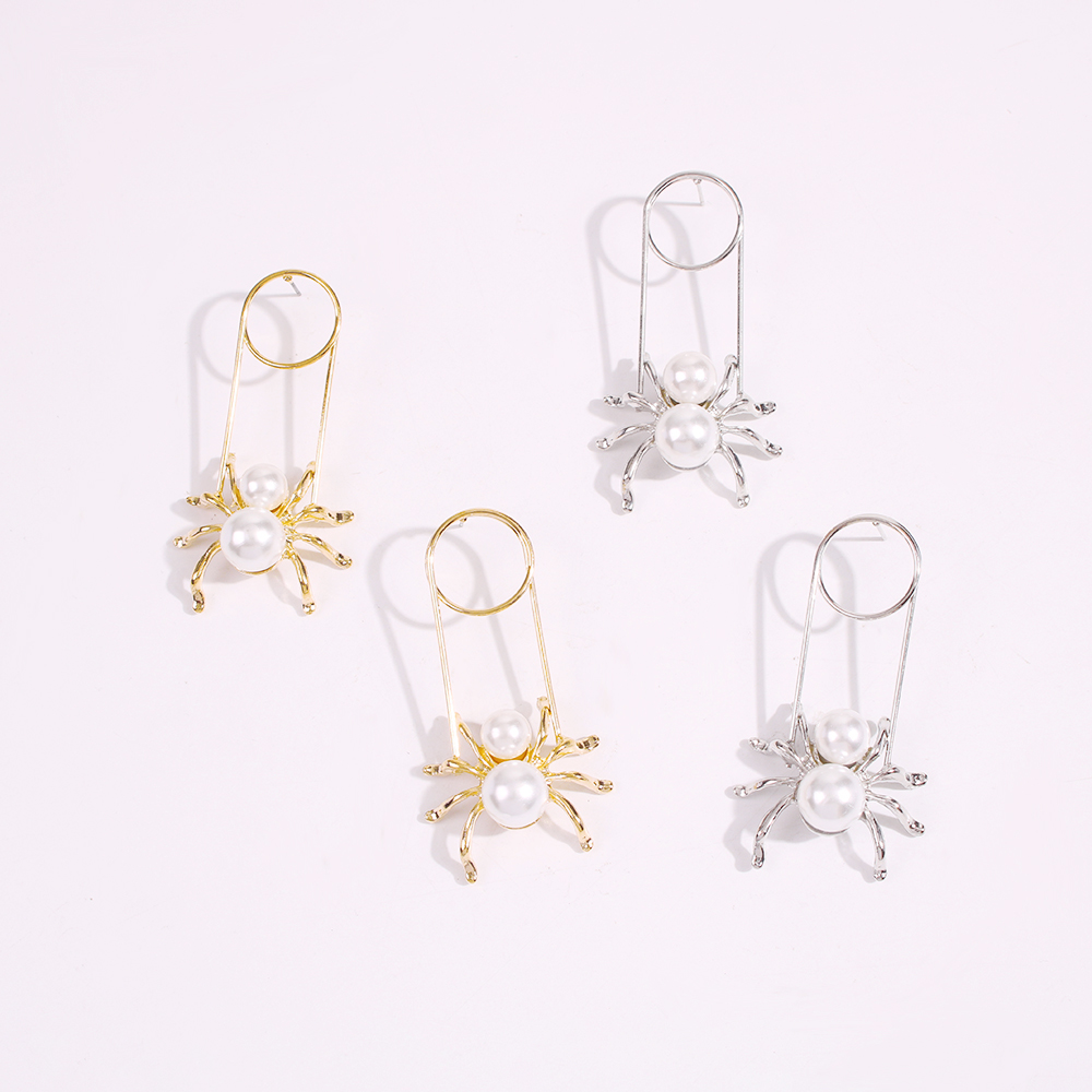 Fashion Golden Alloy Spider Pin Earrings,Stud Earrings