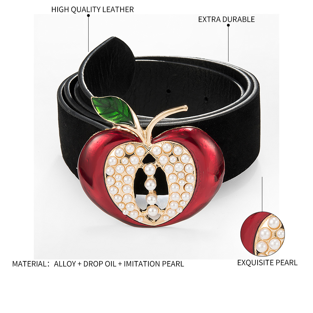 Fashion Heart Shaped Apple Alloy Diamond Belt,Wide belts