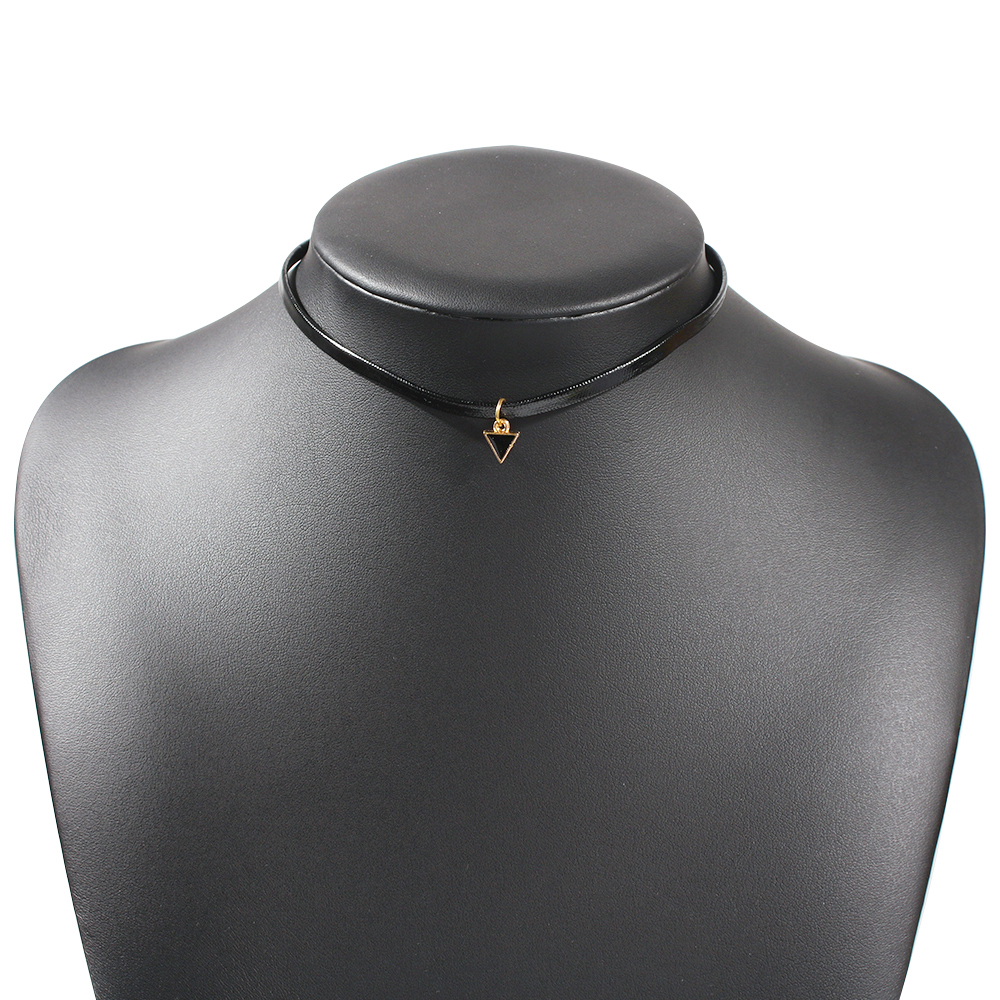 Fashion Black Triangle Oil Drop Leather Necklace,Pendants