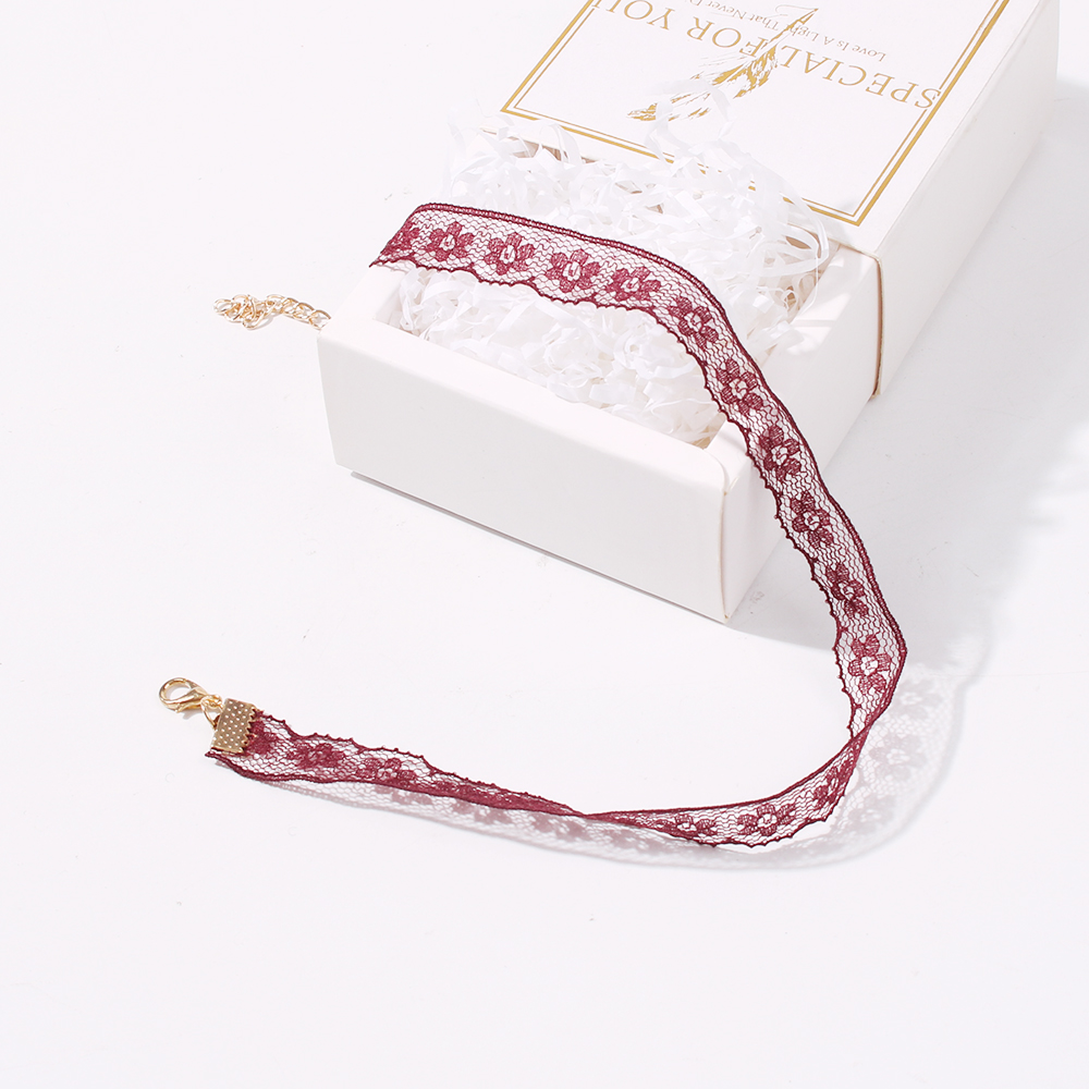Fashion Red Wine Alloy Lace Necklace,Chokers