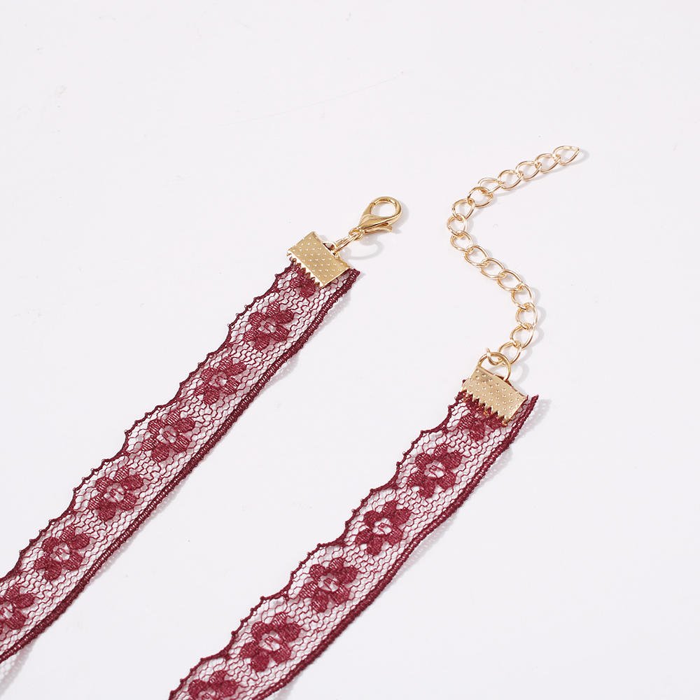 Fashion Red Wine Alloy Lace Necklace,Chokers