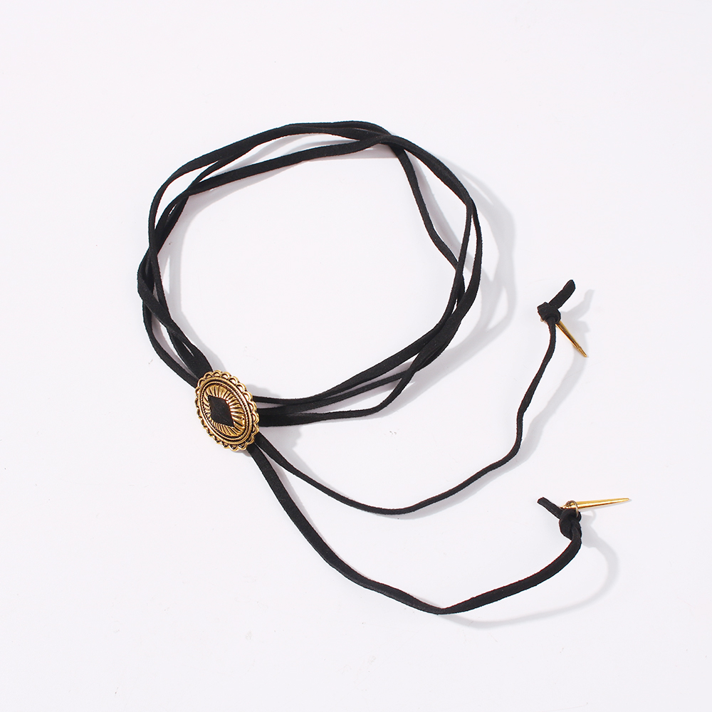 Fashion Black Multilayer Oval Buckle Rivet Tassel Necklace,Multi Strand Necklaces