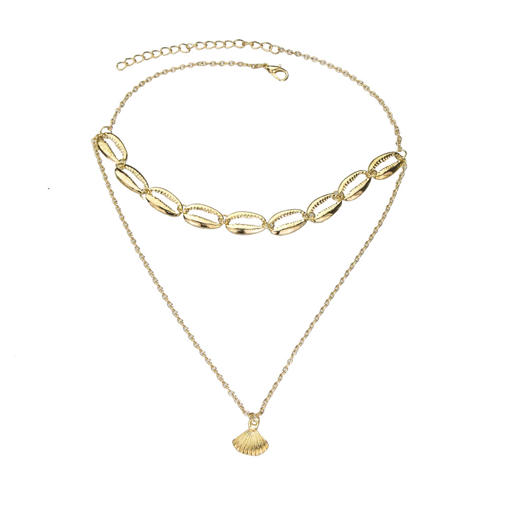 Fashion Golden Alloy Shell Multi-layer Necklace,Multi Strand Necklaces