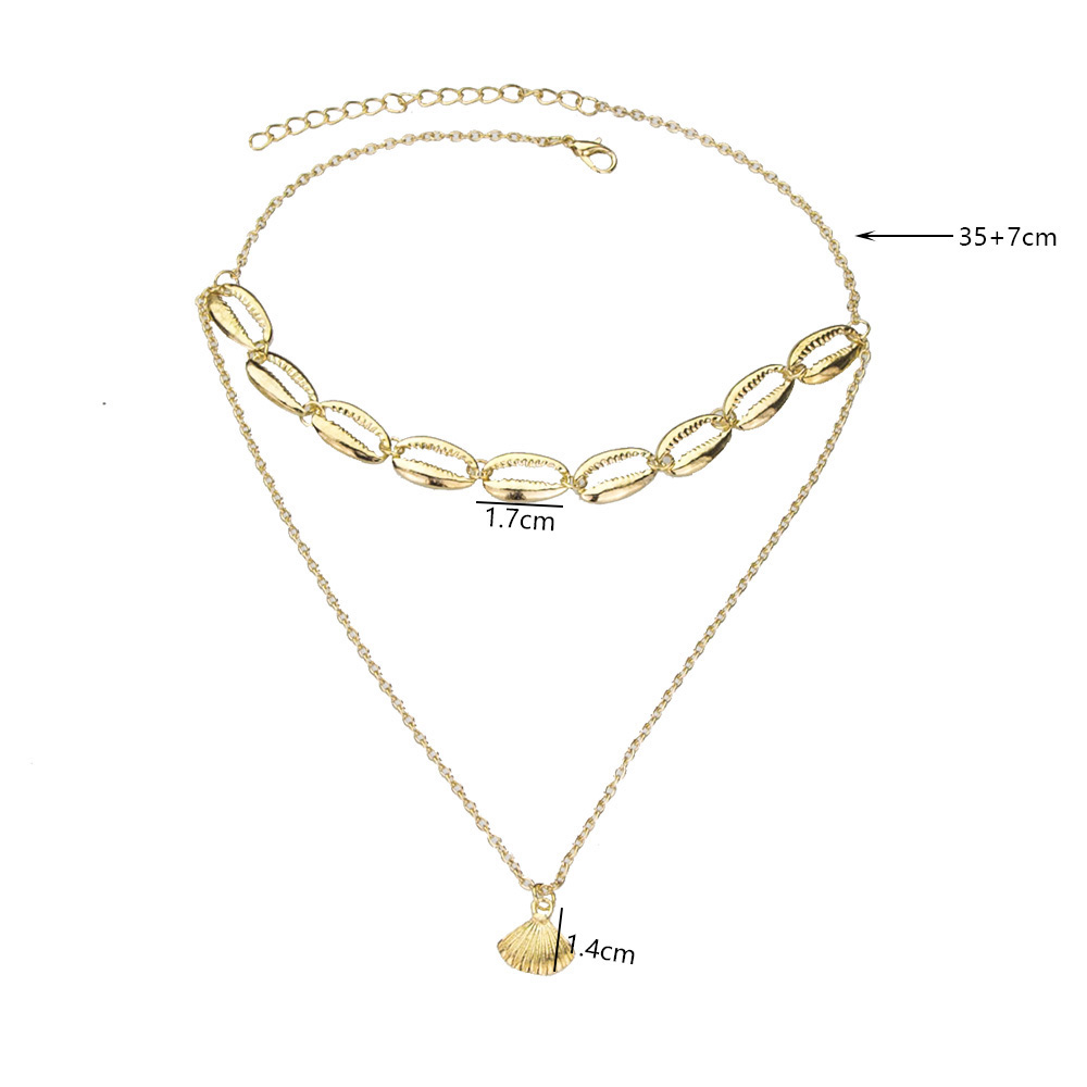 Fashion Golden Alloy Shell Multi-layer Necklace,Multi Strand Necklaces
