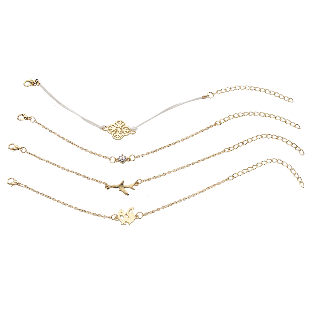 Fashion Golden Four-piece Alloy Flower Bracelet,Fashion Bracelets