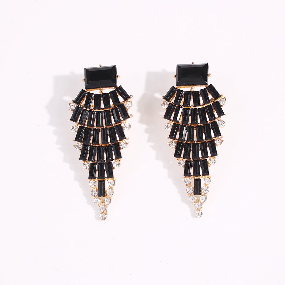 Fashion Black Alloy Diamond Earrings,Stud Earrings