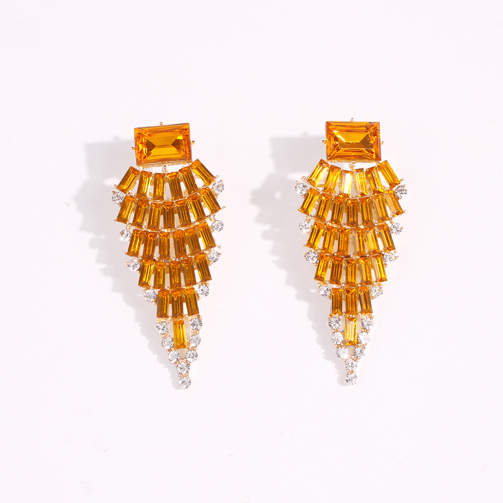 Fashion Orange Alloy Diamond Earrings,Stud Earrings