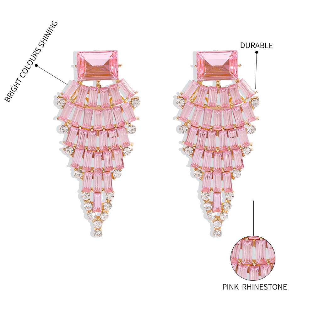 Fashion Pink Alloy Diamond Earrings,Stud Earrings