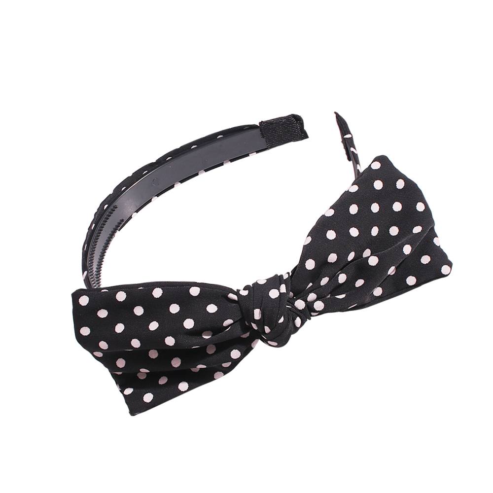 Fashion Black Fabric Polka Dot Print Bow Headband,Head Band