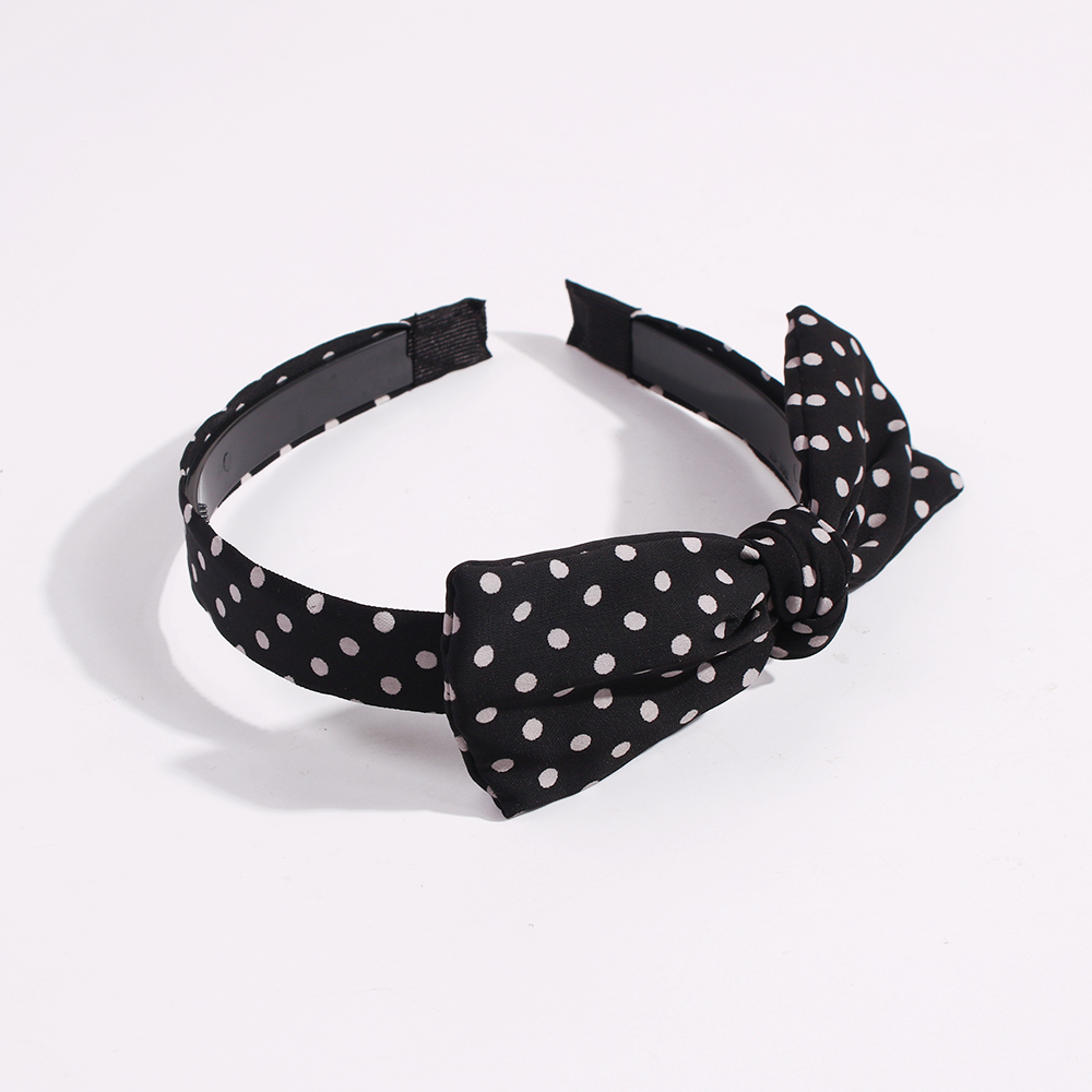 Fashion Black Fabric Polka Dot Print Bow Headband,Head Band