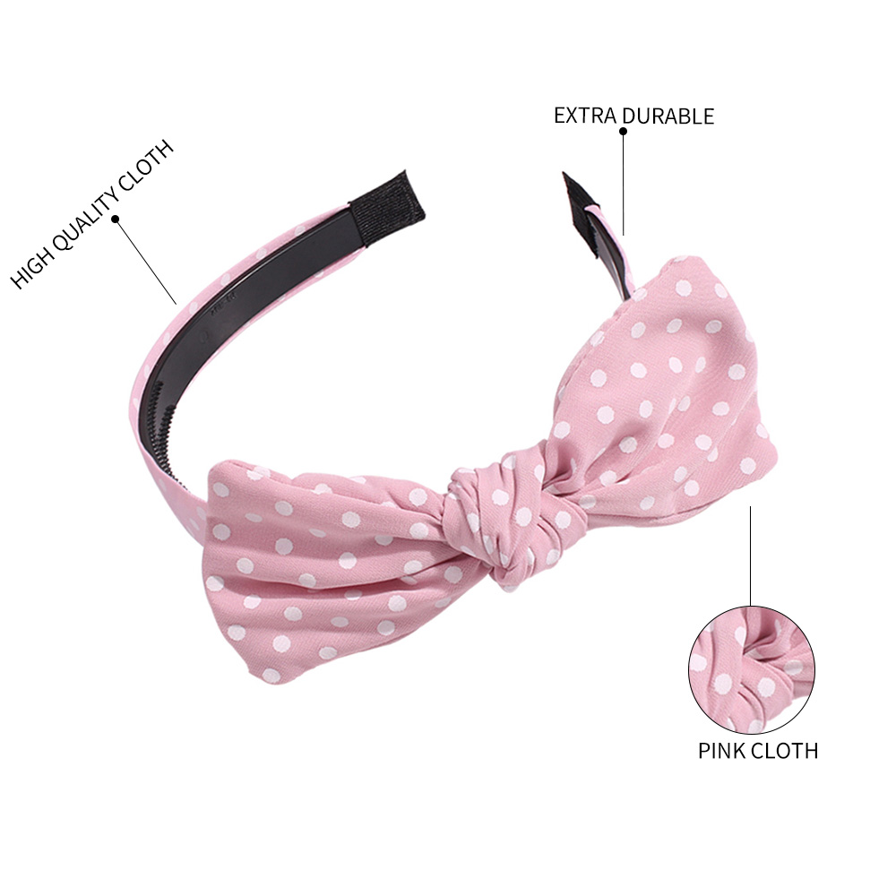 Fashion Pink Fabric Polka Dot Print Bow Headband,Head Band