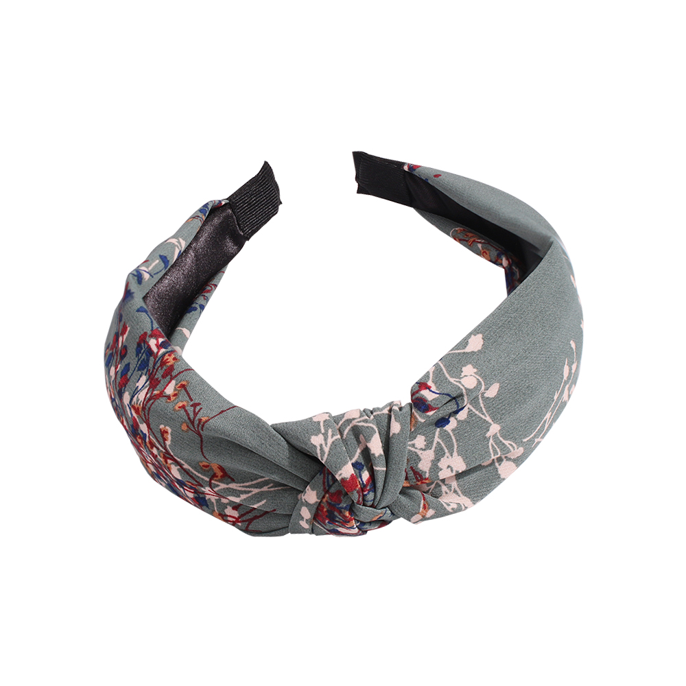Fashion Lake Blue Knotted Headband In The Middle Of Fabric Printing,Head Band