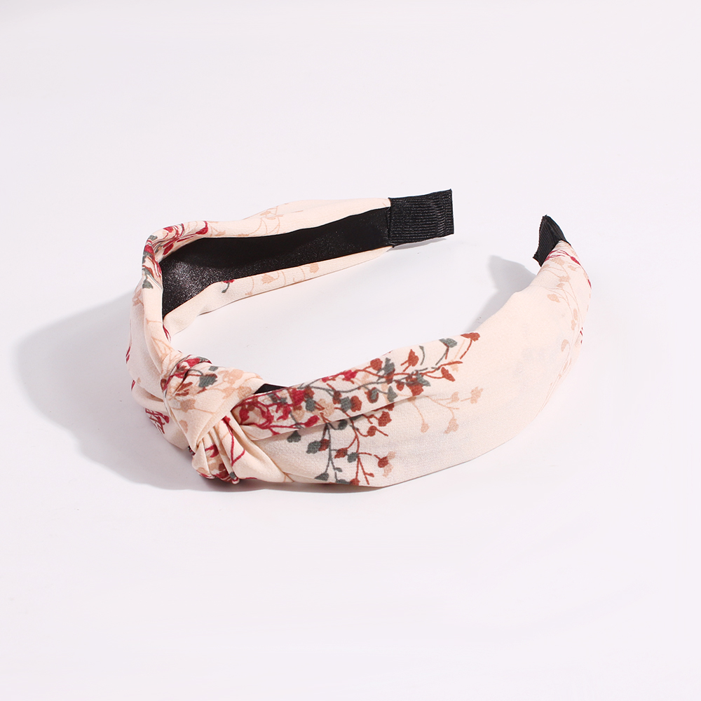 Fashion Brown Knotted Headband In The Middle Of Fabric Printing,Head Band