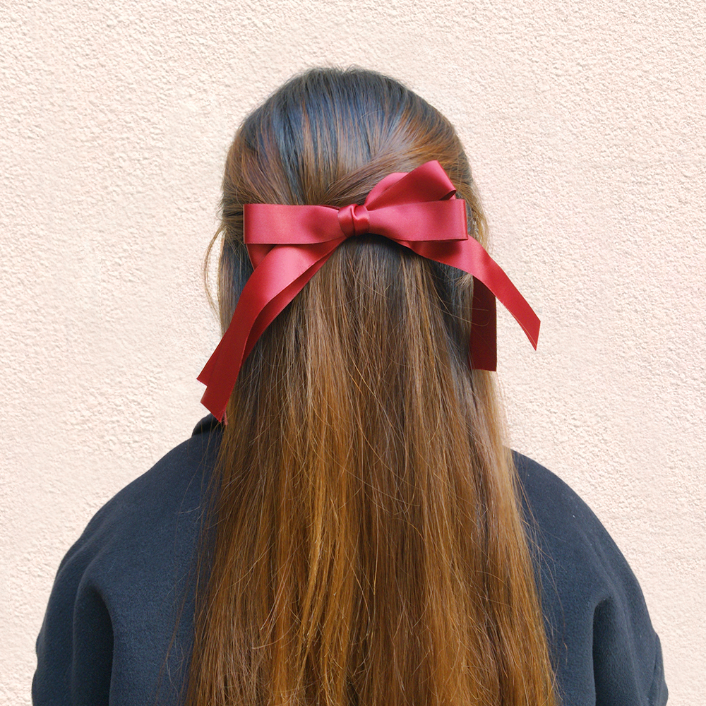 Fashion Wine Red Double Cloth Bow Hairpin,Hairpins