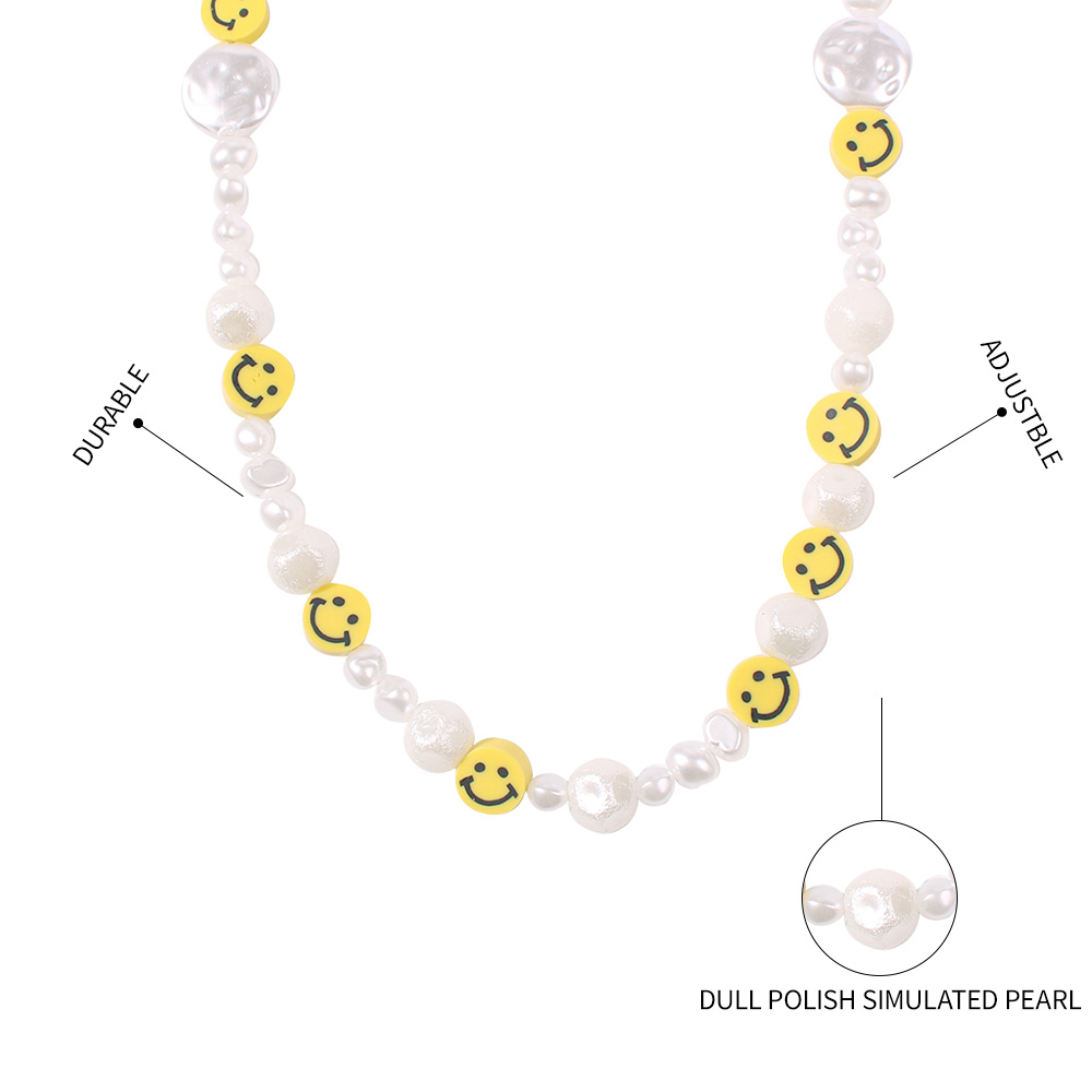 Fashion Smiley Yellow Beaded Beaded Smile Necklace,Beaded Necklaces