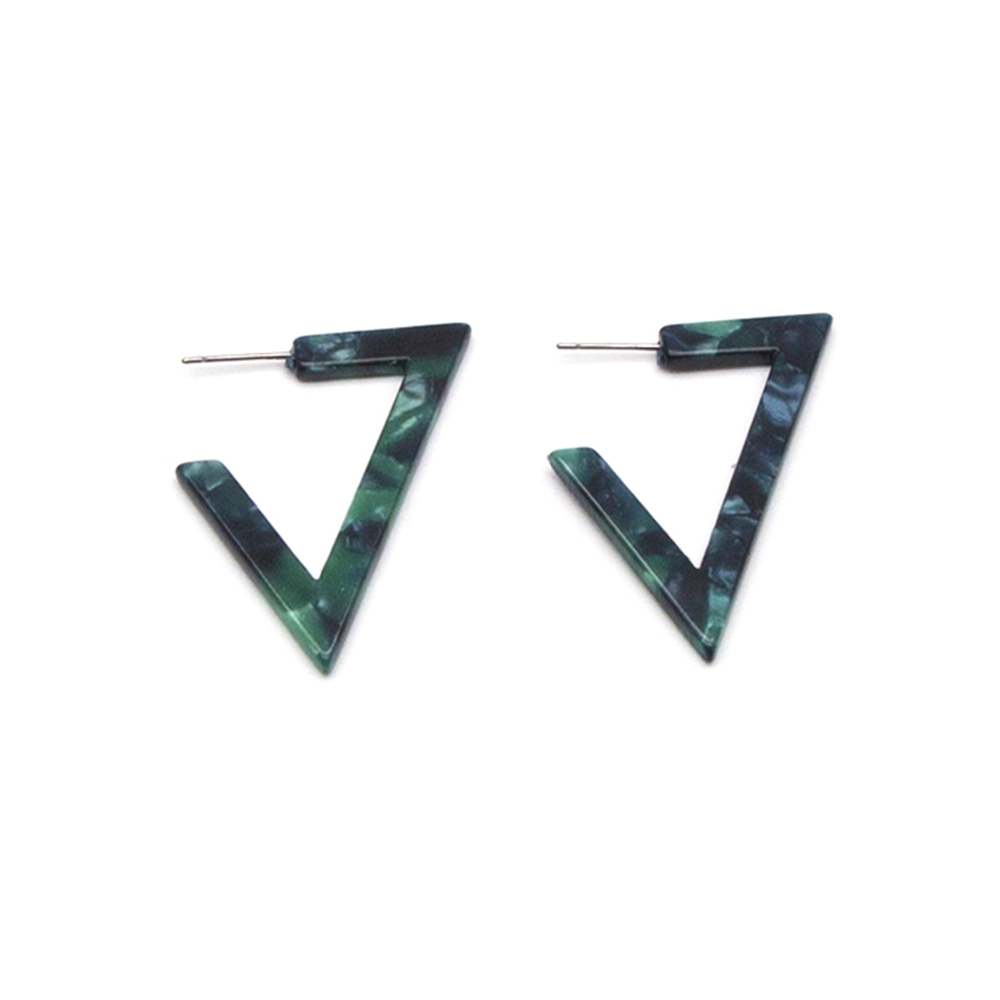 Fashion Dark Green Resin Triangle Earrings,Hoop Earrings