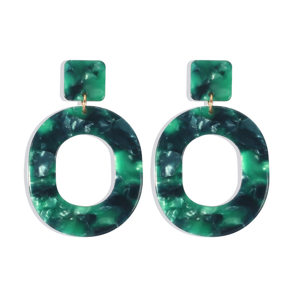 Fashion Dark Green Resin Geometric Earrings,Drop Earrings