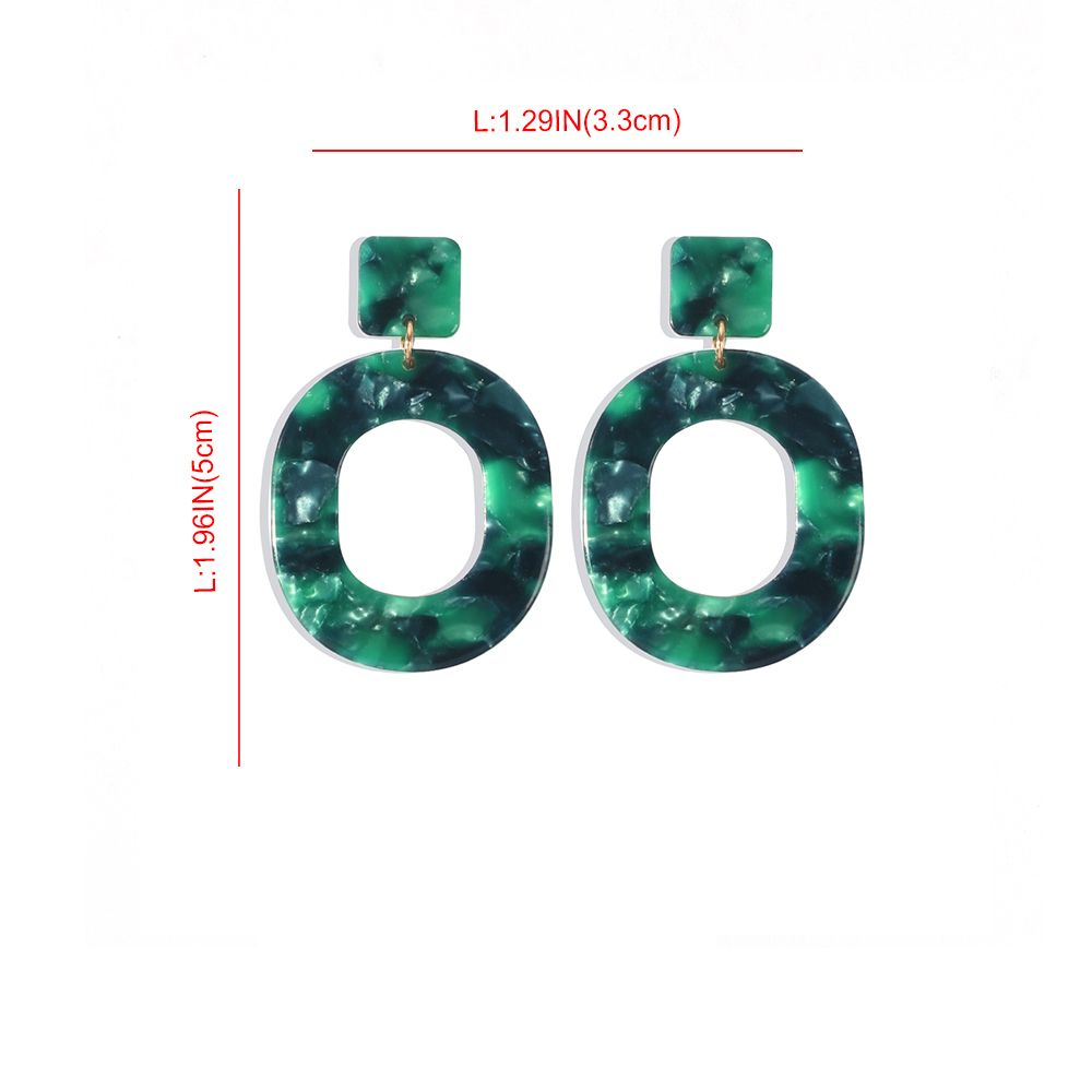 Fashion Dark Green Resin Geometric Earrings,Drop Earrings