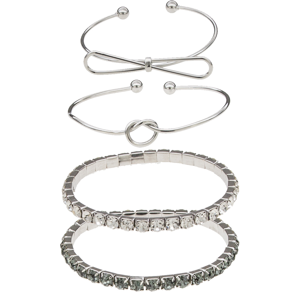 Fashion White K Alloy Bow Tie And Diamond Bracelet Set,Bracelets Set