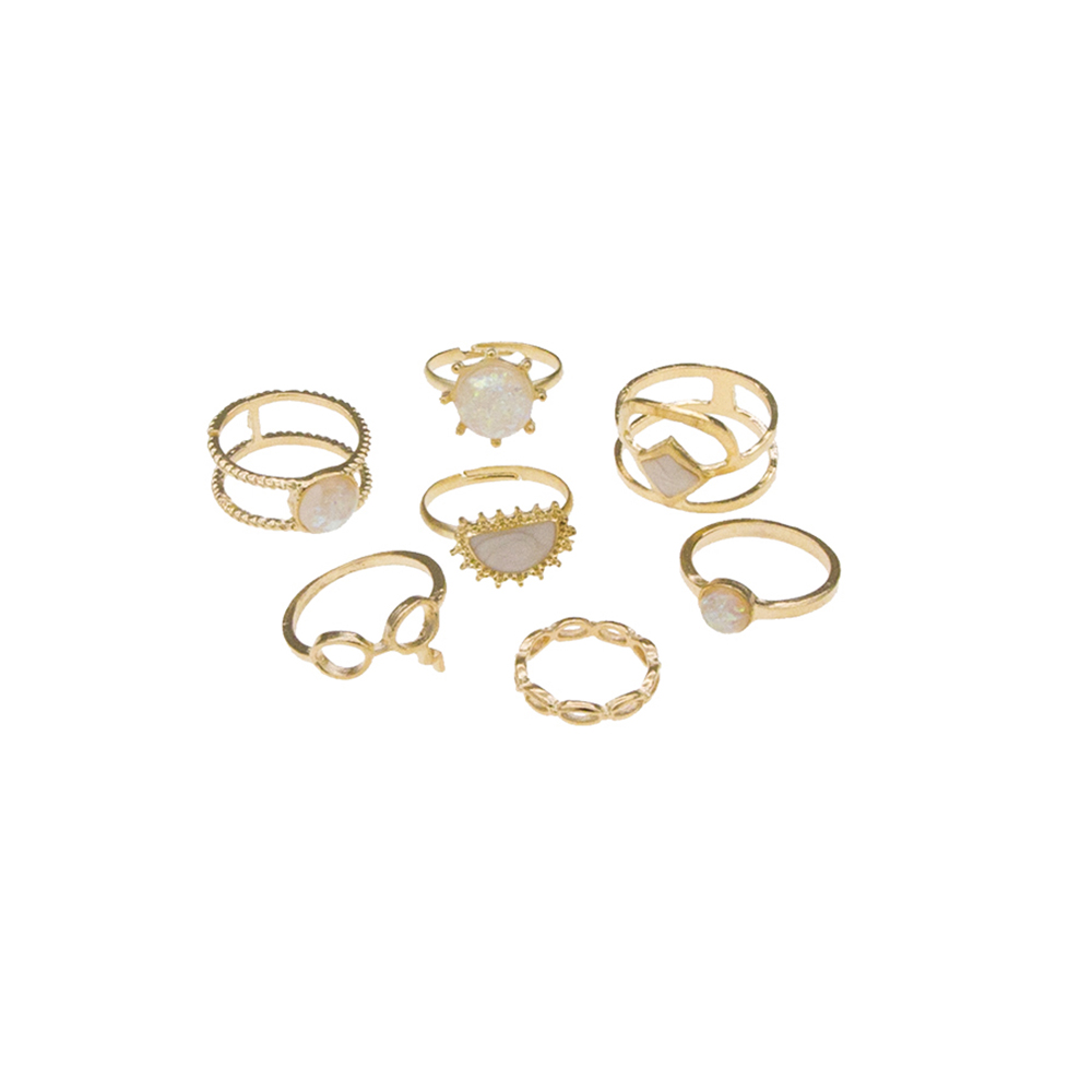 Fashion Golden Alloy Diamond Hollow Geometric Ring Set,Rings Set