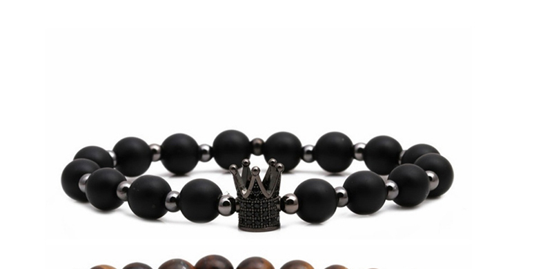 Fashion Black Matte Suit Tiger Eye Stone Beaded Bracelet,Bracelets Set