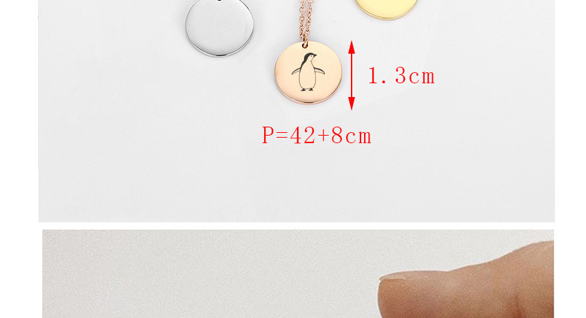 Fashion Steel Color-penguin Carved Animal Stainless Steel Geometric Round Necklace 13mm,Necklaces