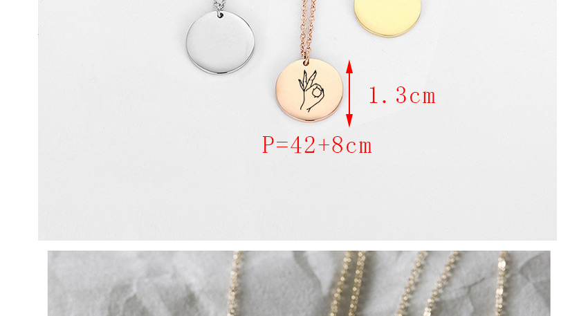 Fashion Steel Color Stainless Steel Engraved Gesture Round Necklace 13mm,Necklaces