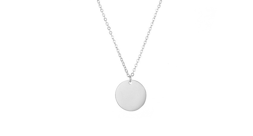 Fashion Steel Color Stainless Steel Engraved Gesture Round Necklace 13mm,Necklaces