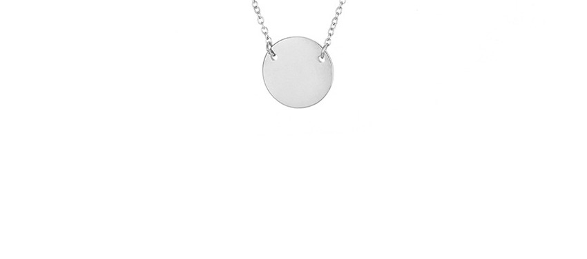 Fashion Rose Gold-as You Like Geometric Round Stainless Steel Titanium Steel Engraved Gesture Double Hole Necklace 13mm,Necklaces