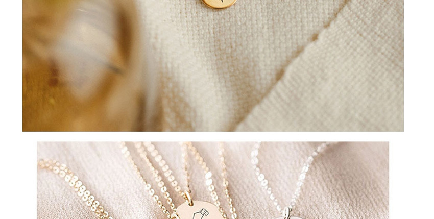 Fashion Golden Stainless Steel Engraved Asuka Geometric Round Necklace 13mm,Necklaces