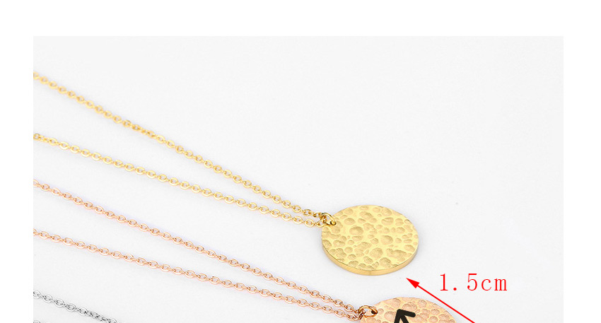 Fashion Rose Gold-gemini Stainless Steel Engraved Constellation Geometric Round Necklace 15mm,Necklaces