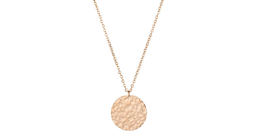 Fashion Rose Gold-libra Stainless Steel Engraved Constellation Geometric Round Necklace 15mm,Necklaces