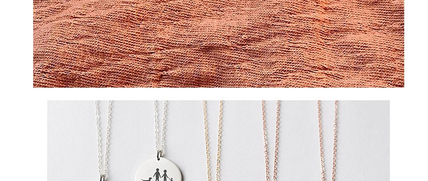 Fashion Golden Engraved Character Titanium Steel Geometric Round Plate Gold-plated Necklace 15mm,Necklaces