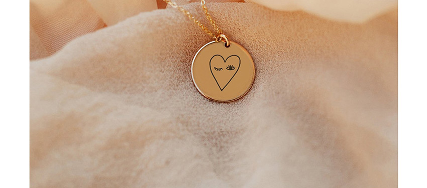 Fashion Golden Stainless Steel Engraved Double Love Adjustable Necklace 13mm,Necklaces