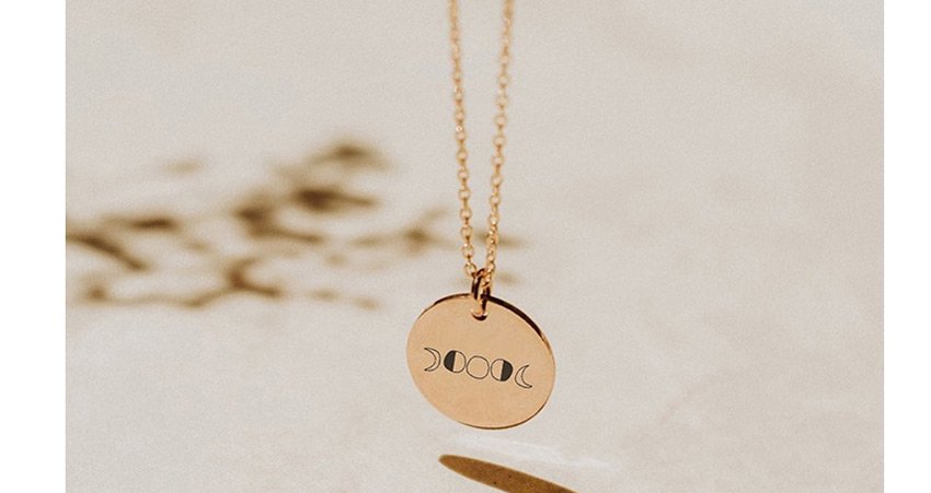 Fashion Rose Gold Stainless Steel Single Hole Engraved Ecg Adjustable Necklace 13mm,Necklaces