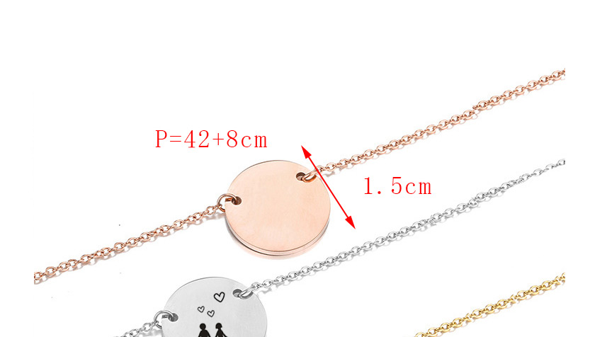 Fashion Rose Gold Stainless Steel Engraved Heart Geometric Round Necklace 15mm,Necklaces