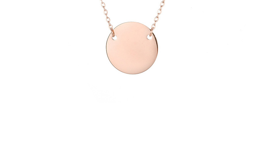 Fashion Rose Gold Stainless Steel Engraved Figure Geometric Round Necklace 15mm,Necklaces