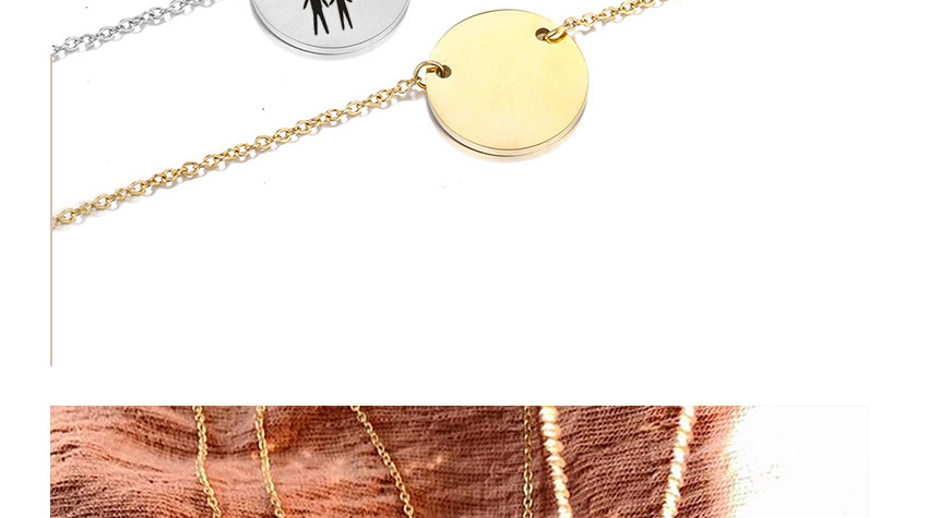 Fashion Steel Color Stainless Steel Engraved Pet Dog Geometric Round Necklace 15mm,Necklaces