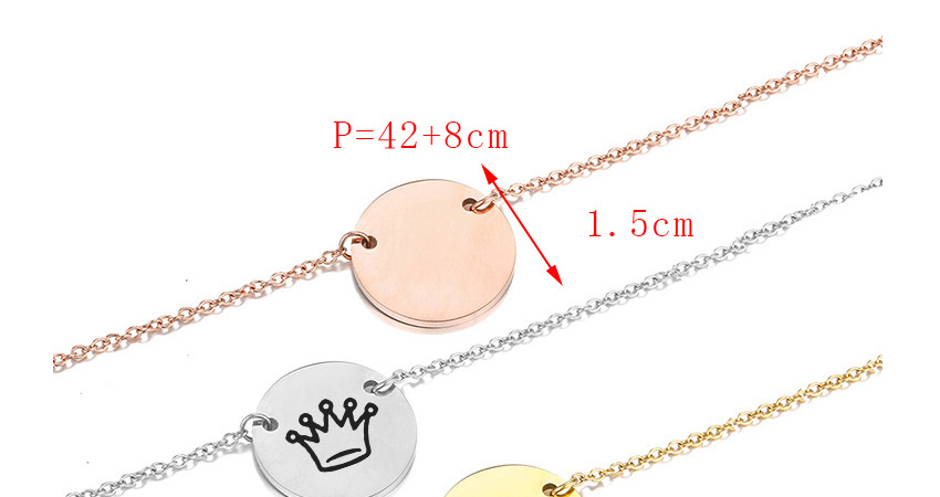 Fashion Rose Gold Titanium Steel Stainless Steel Carved Crown Double Hole Round Necklace 15mm,Necklaces