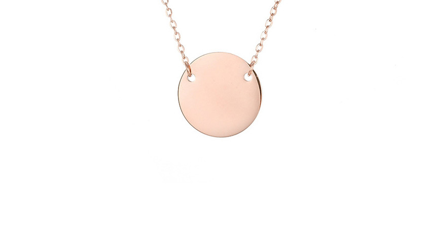 Fashion Rose Gold Titanium Steel Stainless Steel Engraved Key Double Hole Round Necklace 15mm,Necklaces