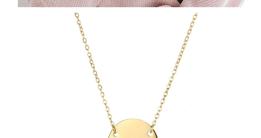 Fashion Golden Titanium Steel Stainless Steel Engraved Note Double Hole Round Necklace 15mm,Necklaces