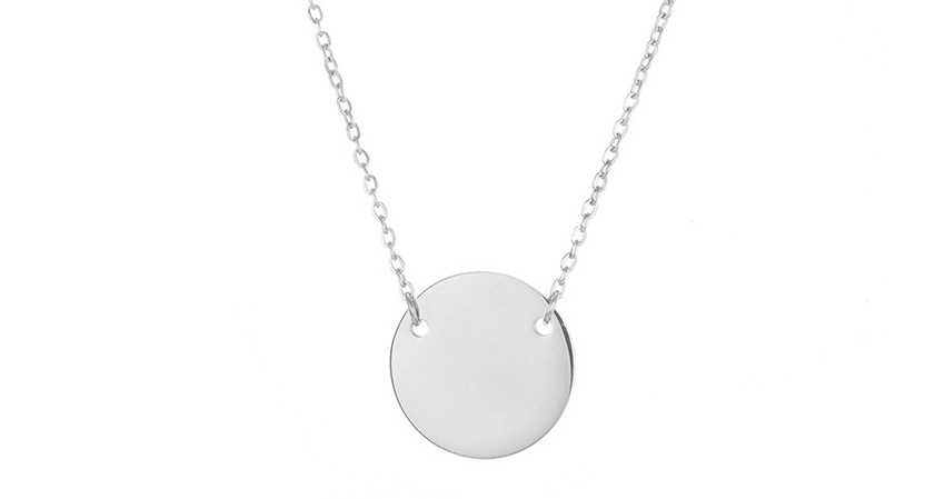 Fashion Steel Color Titanium Steel Stainless Steel Engraved Note Double Hole Round Necklace 15mm,Necklaces