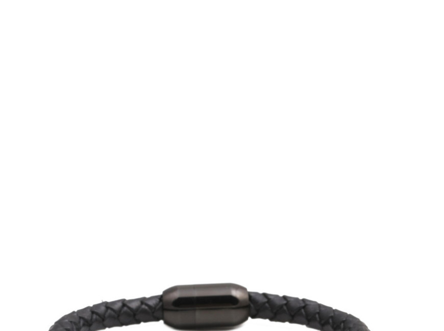 Fashion Black 8mm White Turquoise Volcanic Stone Beaded Stainless Steel Magnetic Buckle Leather Bracelet Set,Bracelets Set