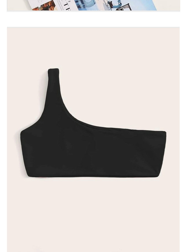 Fashion Black Top Irregular One Shoulder Solid Color Swimsuit Top,Bikini Sets
